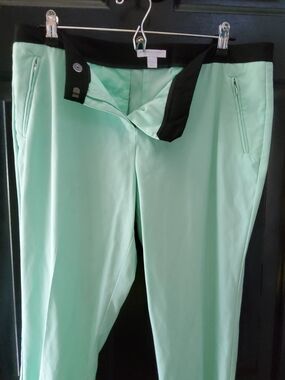 NY&Co Mint Green Women's Dress Pants with Black Waistband Sz 12